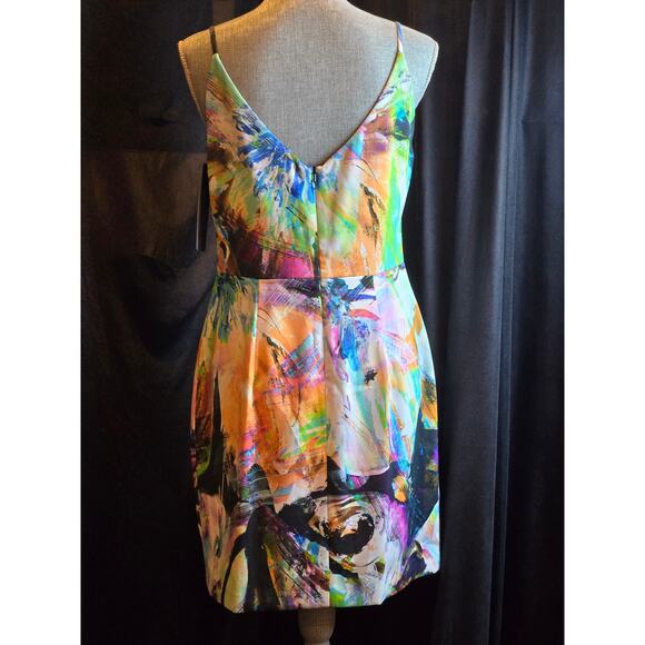 Black Halo Multicolor Abstract Floral Print Mini Dress, SZ 10, NWT - Picture 4 of 8